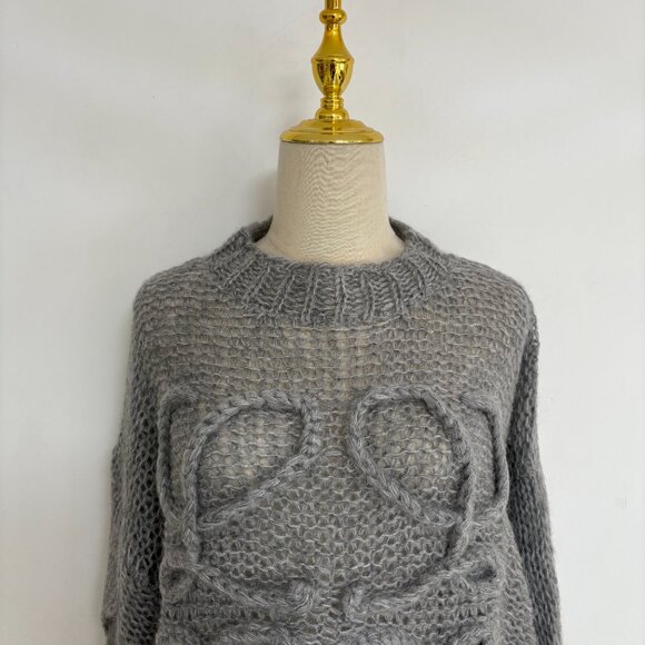 NWOT! Loewe Women's Gray Anagram Melange Mohair Sweater - Picture 7 of 14